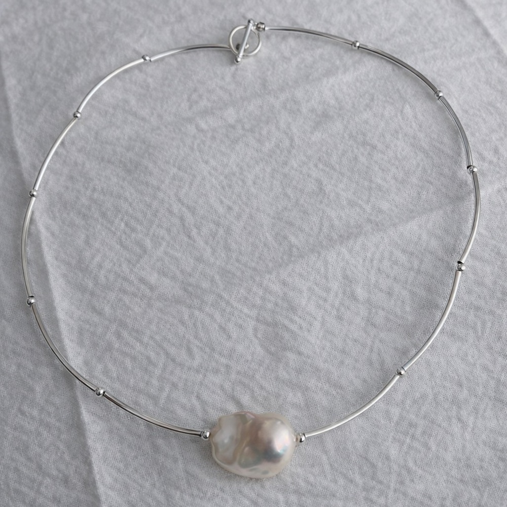 Baroque Pearl Choker, High Luster Statement, Gold Filled Minimal Necklace